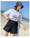 IMG 110 of Black Denim Shorts Women Summer High Waist Slim Look Thin A-Line Loose Hot Pants Korean Shorts