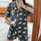 Img 2 - Summer Korean Cartoon Short Sleeve Shorts Pajamas Teens Casual Cardigan Loungewear Sets Outdoor