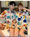 IMG 170 of Couple Pajamas insTrendy Korean Short Sleeve Silk Two-Piece Sets Cartoon Printed Thin Loungewear Sleepwear