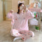 Pajamas Women Korean Cartoon Loose Thin Young Sweet Look Loungewear Outdoor Sleepwear