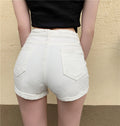 IMG 121 of Black Pants Summer Korean High Waist Denim Pants Women Slim Look Tall Look Fitted Straight Shorts
