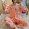 IMG 126 of Pajamas Women Adorable Cartoon Long Sleeved Loose Thin Loungewear Two-Piece Sets Outdoor Sleepwear