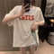 IMG 103 of Summer Hong Kong Minimalist White Short Sleeve T-Shirt Women Loose Korean Half Sleeved Splitted Tops ins T-Shirt