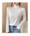 IMG 137 of Black Round-Neck Half-Height Collar Undershirt Women Slim Look Solid Colored Under Long Sleeved Tops Outerwear