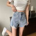 IMG 112 of Korean Denim Shorts Women Loose Ripped A-Line Wide Leg Hot Pants Shorts