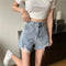 IMG 112 of Korean Denim Shorts Women Loose Ripped A-Line Wide Leg Hot Pants Shorts