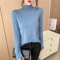 Img 3 - Black Round-Neck Half-Height Collar Undershirt Women Slim Look Solid Colored Under Long Sleeved Tops