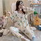 insPopular Streaming Solid Colored Pajamas Women Princess Long Sleeved Outdoor Loungewear Sleepwear