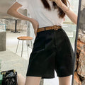 Img 3 - Free Belt Cotton Suits Shorts Women Summer Korean Wide Leg Pants Loose Slim Look All-Matching Bermuda