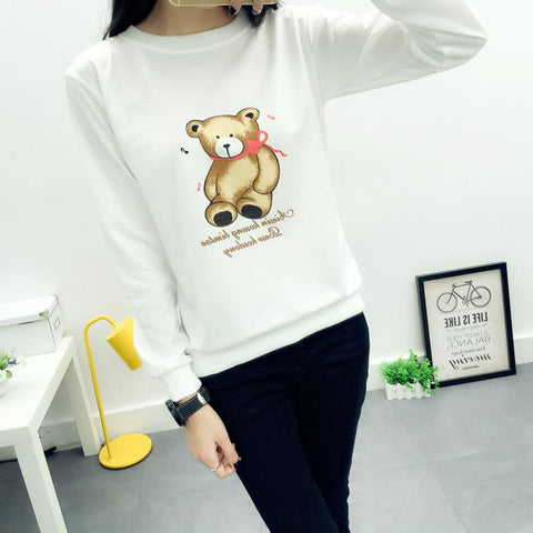 Korean Printed Teens Women Sweatshirt Student Cartoon Long Sleeved Outerwear
