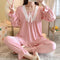 insPopular Streaming Solid Colored Pajamas Women Princess Long Sleeved Outdoor Loungewear Sleepwear