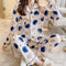 Korea Korean INS Chequered Pajamas Women Sleeve Length Pants Cardigan Adorable Cartoon Sets Loungewear Sleepwear