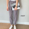 IMG 120 of Colourful Chequered Jogger Pants Summer ins Korean Women Casual Loose Slim Look Breathable Pants