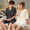 Img 2 - Couple Pajamas Summer Cotton Cardigan Short Sleeve Shorts Sets Men Women Loose Plus Size Loungewear