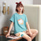 Summer Pajamas Women Short Sleeve Shorts Cotton Korean Loungewear Cartoon Thin Outdoor Sets Sleepwear