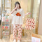 Southeast Asia Pajamas Women Summer Short Sleeve Long Pants Thin Three-Piece Loose Plus Size Adorable Cartoon Loungewear Sleepwear