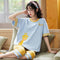 Pajamas Women Summer Short Sleeve Cropped Pants Sets INS Women Cartoon Popular Trendy Loungewear Sleepwear