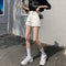 Img 1 - White High Waist Denim Shorts Women Summer Loose A-Line Pants Folded Slim Look ins