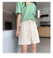 IMG 122 of Casual Shorts Women Summer Loose High Waist Thin Outdoor Home Black Ice Silk Wide Leg Mid-Length Pants Shorts