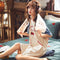 Knitted Cotton Women Short Sleeve Pyjamas Pajamas Summer Adorable Plus Size Mid Length Loungewear Sleepwear