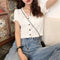 Img 1 - Popular Short Sleeve V-Neck Sweater Cardigan Women Summer Korean See Through Thin T-Shirt Vintage Hong Kong Tops