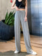 Img 2 - Ice Silk Wide Leg Pants Women High Waist Drape Summer Thin Straight Loose Slim Look Baggy