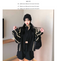 Black Reflective Short Sexy Sweatshirt Women Batwing Sleeve Long Sleeved Tops Jacket ins Outerwear