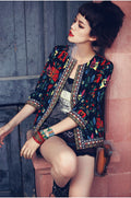 Img 1 - Europe Three-Quarter Length Sleeves Printed Cultural Style Short Women Jacket