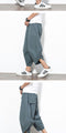 IMG 130 of Japanese Summer Flaxen Cropped Pants Men Solid Colored Casual Loose Plus Size Cotton Blend Harem Three-Quarter Pants