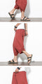 IMG 134 of Japanese Summer Flaxen Cropped Pants Men Solid Colored Casual Loose Plus Size Cotton Blend Harem Three-Quarter Pants
