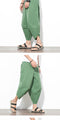 IMG 138 of Japanese Summer Flaxen Cropped Pants Men Solid Colored Casual Loose Plus Size Cotton Blend Harem Three-Quarter Pants