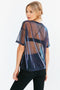 IMG 106 of Popular Europe Laser Mesh Short Sleeve T-Shirt Casual Sexy Translucent Tops Women T-Shirt