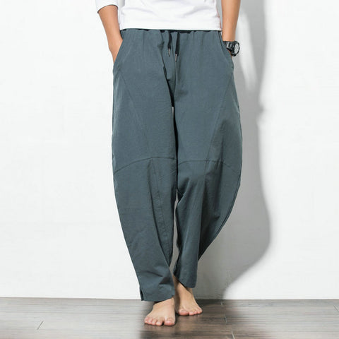 IMG 107 of Oriental Cotton Blend Harem Pants Loose Plus Size Wide-legged Beach Pants