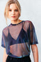 IMG 105 of Popular Europe Laser Mesh Short Sleeve T-Shirt Casual Sexy Translucent Tops Women T-Shirt